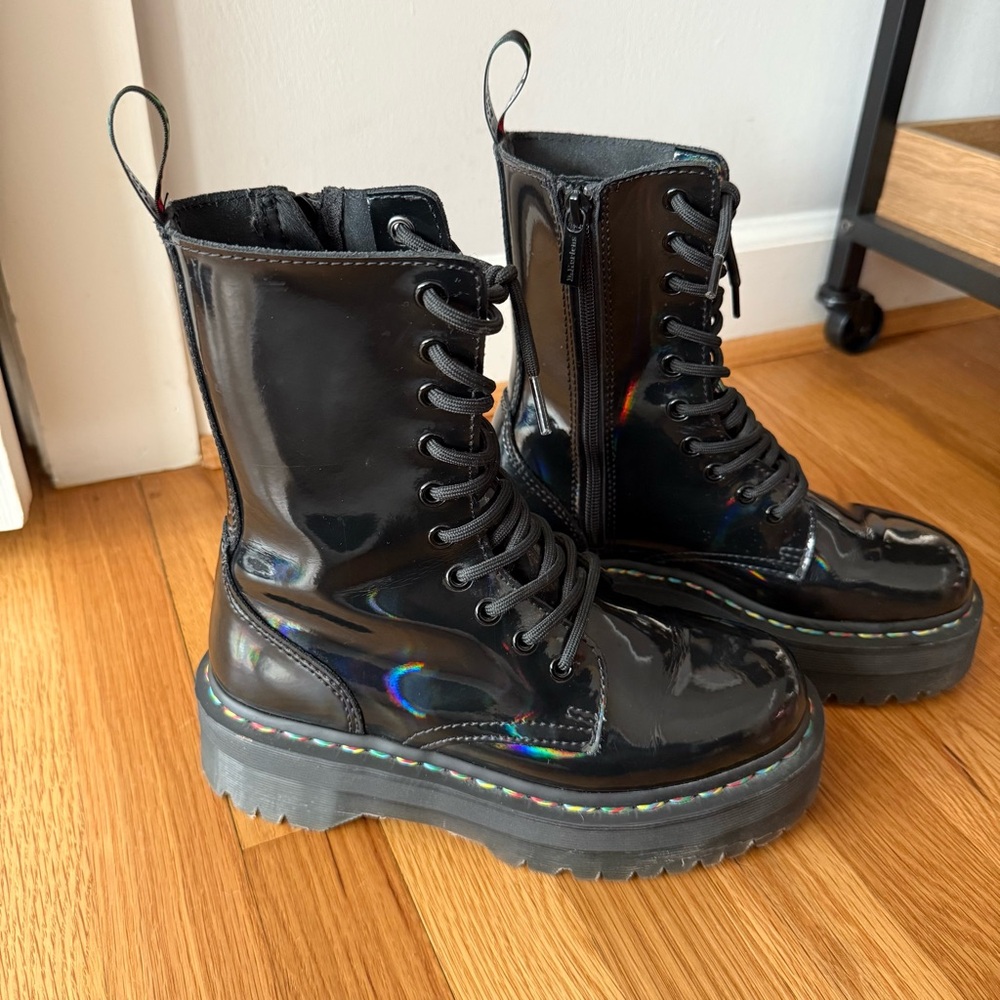 Dr. Martens Jadon Hi Rainbow Patent Platform Boots